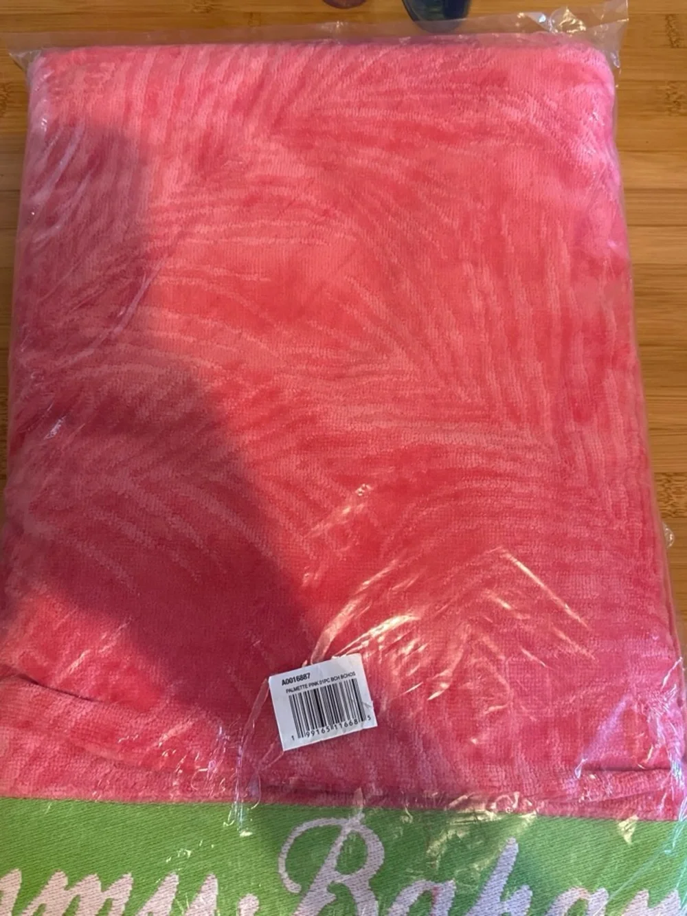 Tommy Bahama Pink and Green Plush Throw Blanket